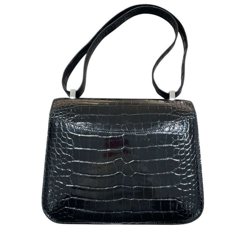 エルメス HERMES コンスタンス3　24　ヴェルソ C刻 ブラック・ブルーエレクトリック　SV金具 アリゲーター レディース ショルダーバッグ
