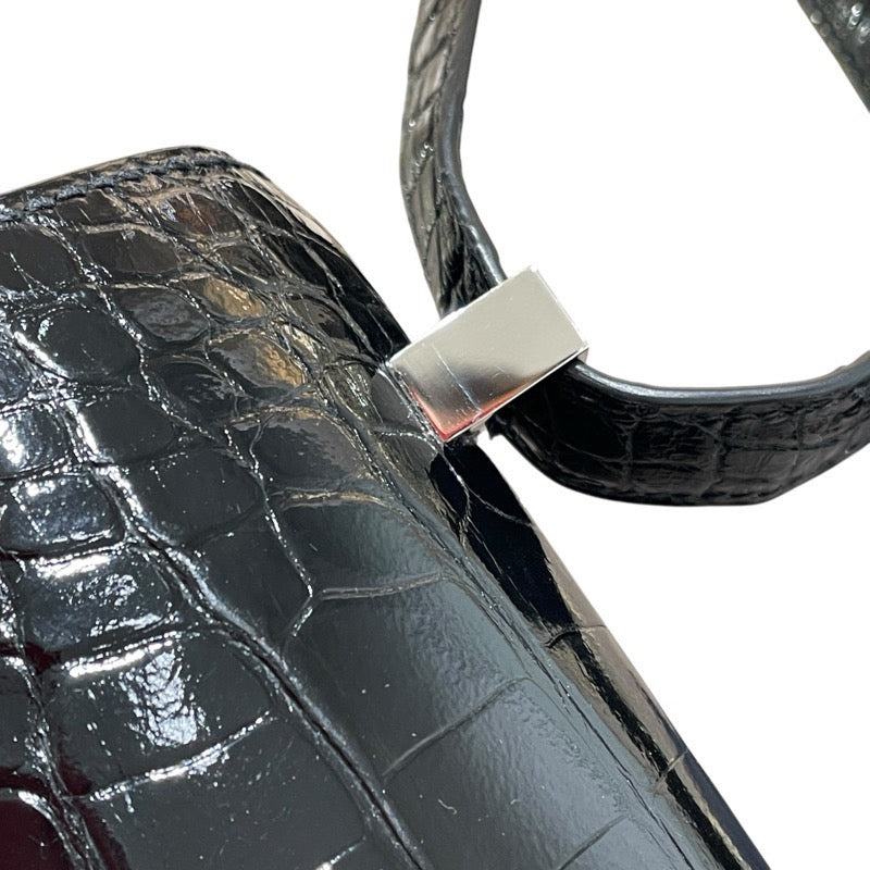 エルメス HERMES コンスタンス3　24　ヴェルソ C刻 ブラック・ブルーエレクトリック　SV金具 アリゲーター レディース ショルダーバッグ