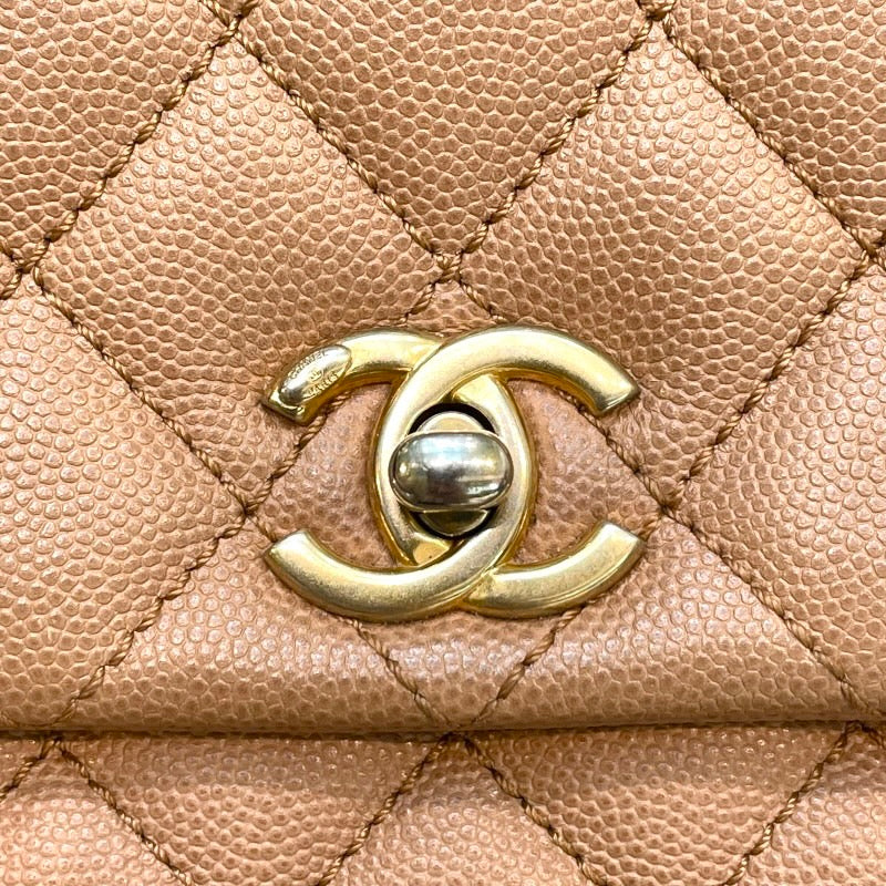 シャネル CHANEL ココハンドルXS A92990 24番台 ブラウン×ゴールド金具 キャビアスキン×リザード レディース ショルダーバッグ
