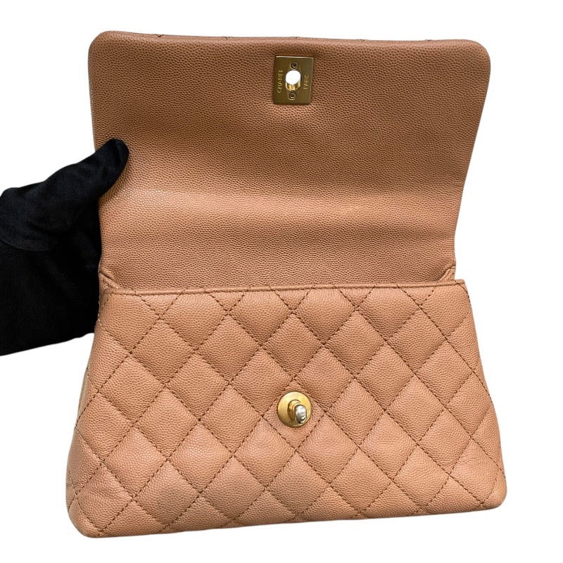 シャネル CHANEL ココハンドルXS A92990 24番台 ブラウン×ゴールド金具 キャビアスキン×リザード レディース ショルダーバッグ