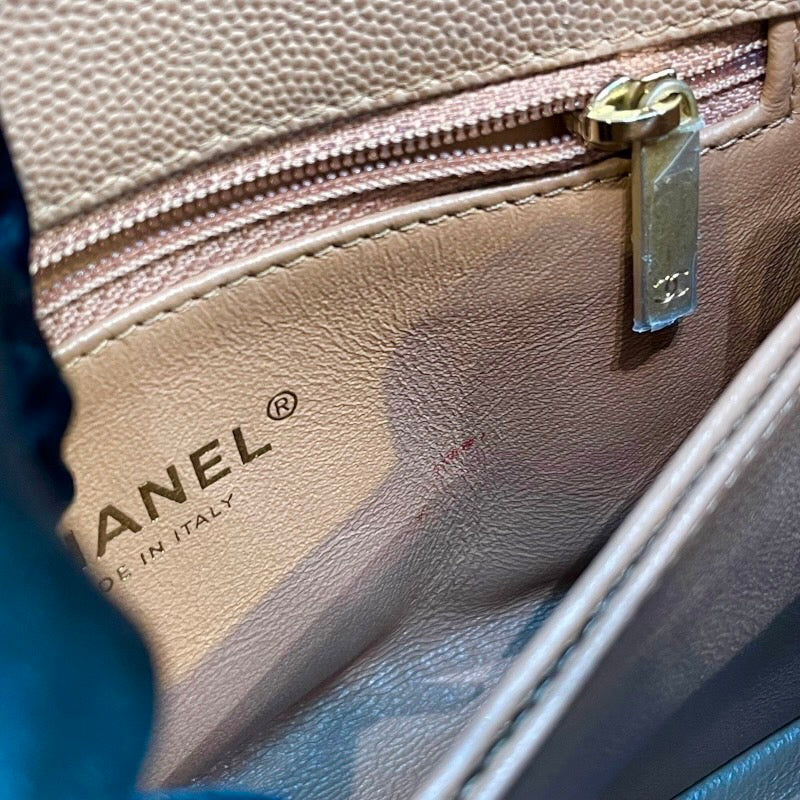 シャネル CHANEL ココハンドルXS A92990 24番台 ブラウン×ゴールド金具 キャビアスキン×リザード レディース ショルダーバッグ
