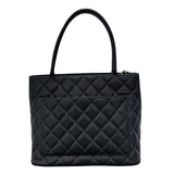 シャネル CHANEL 復刻トート A01804 5番台 ブラック×シルバー金具 キャビアスキン レディース トートバッグ