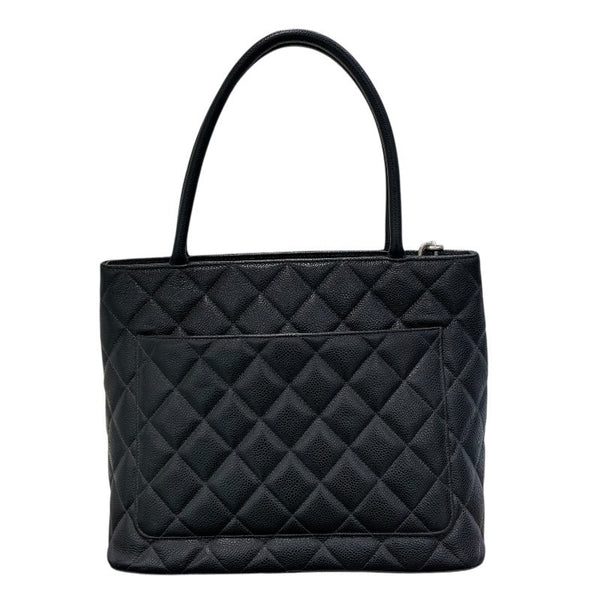 シャネル CHANEL 復刻トート A01804 5番台 ブラック×シルバー金具 キャビアスキン レディース トートバッグ