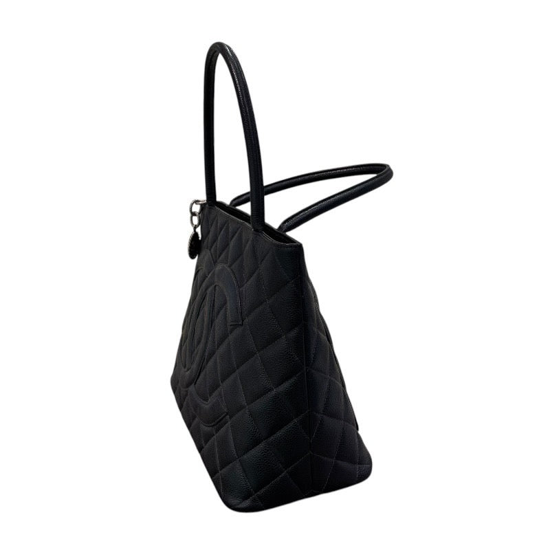 シャネル CHANEL 復刻トート A01804 5番台 ブラック×シルバー金具 キャビアスキン レディース トートバッグ
