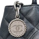 シャネル CHANEL 復刻トート A01804 5番台 ブラック×シルバー金具 キャビアスキン レディース トートバッグ