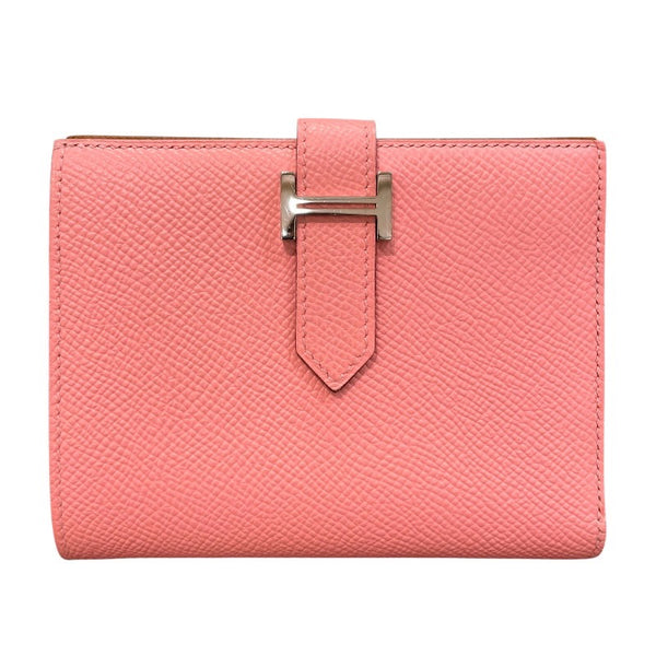エルメス HERMES ベアンコンパクト ヴェルソ Y刻印 ローズコンフェッティ×セサミ×シルバー金具 エプソン レディース 二つ折り財布