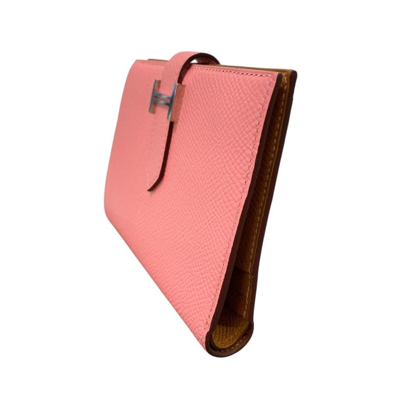 エルメス HERMES ベアンコンパクト ヴェルソ Y刻印 ローズコンフェッティ×セサミ×シルバー金具 エプソン レディース 二つ折り財布