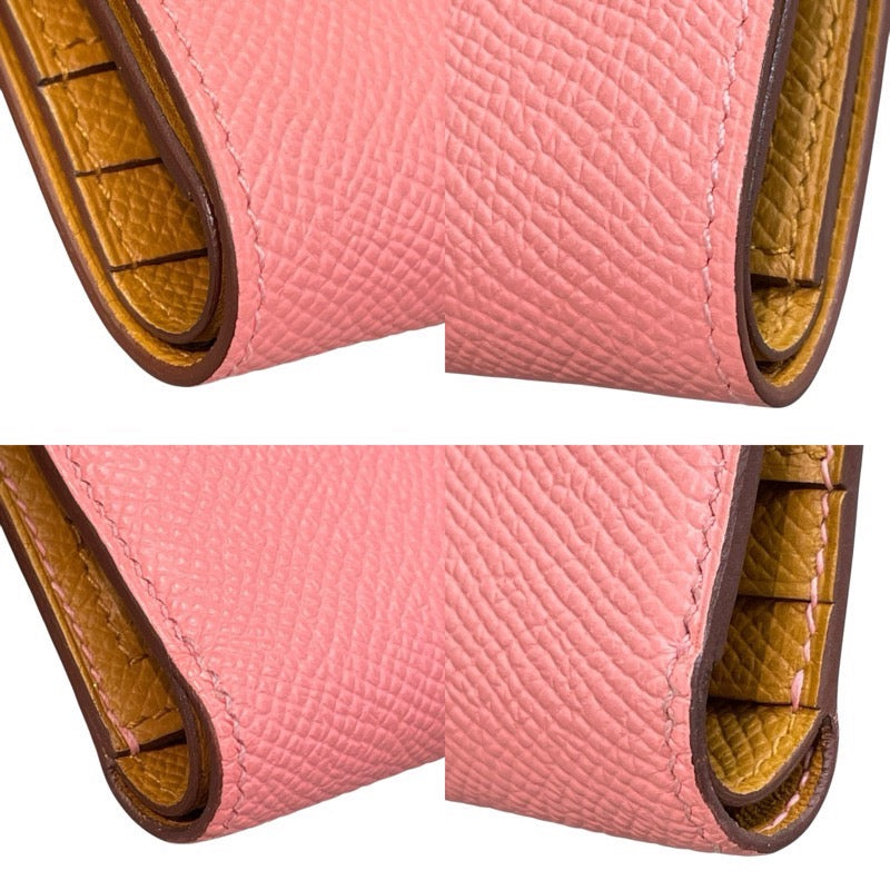 エルメス HERMES ベアンコンパクト ヴェルソ Y刻印 ローズコンフェッティ×セサミ×シルバー金具 エプソン レディース 二つ折り財布