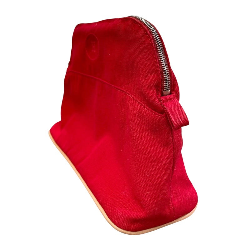 エルメス HERMES ボリードポーチ25 レッド×シルバー金具 トワル