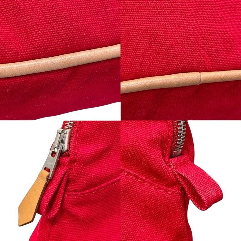 エルメス HERMES ボリードポーチ25 レッド×シルバー金具 トワル
