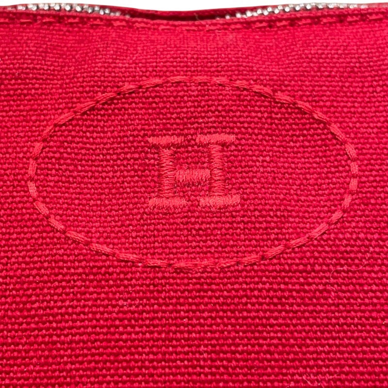エルメス HERMES ボリードポーチ25 レッド×シルバー金具 トワル レディース ポーチ