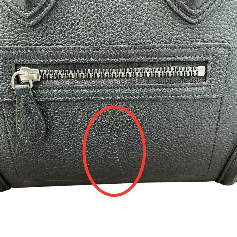 セリーヌ CELINE ラゲージ マイクロショッパー 189793 ブラック×SV金具 ドラムドカーフ レディース ハンドバッグ