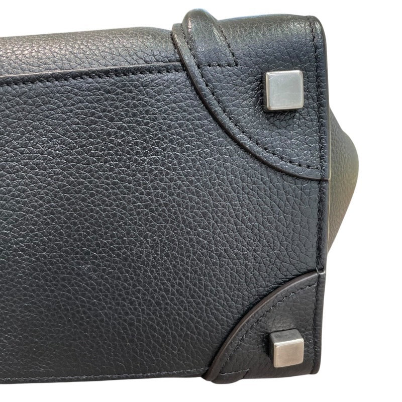 セリーヌ CELINE ラゲージ マイクロショッパー 189793 ブラック×SV金具 ドラムドカーフ レディース ハンドバッグ