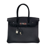 エルメス HERMES バーキン30 K刻印 ブラック シルバー金具 トゴ レディース ハンドバッグ