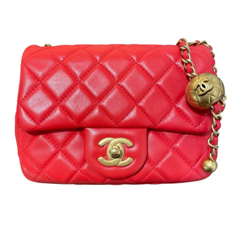 シャネル CHANEL マトラッセボールチェーンショルダー AS1786 レット　GD金具 ラム レディース ショルダーバッグ