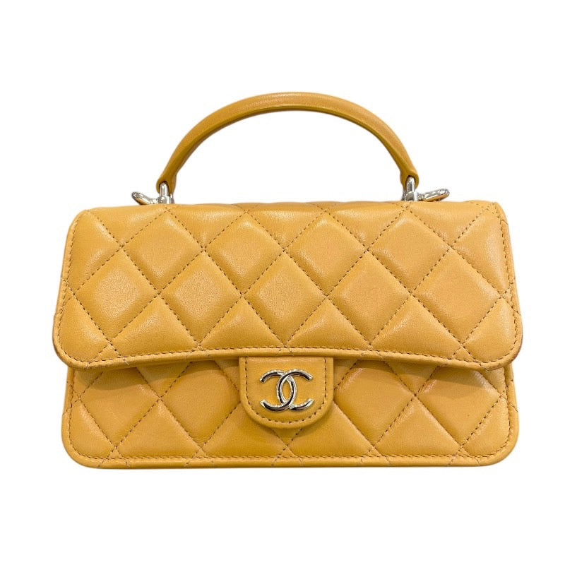 シャネル CHANEL マトラッセフラップ フォンショルダー AP3226 ランダムシリアル イエロー×ゴールド金具 ラムスキン レディース ショルダーバッグ
