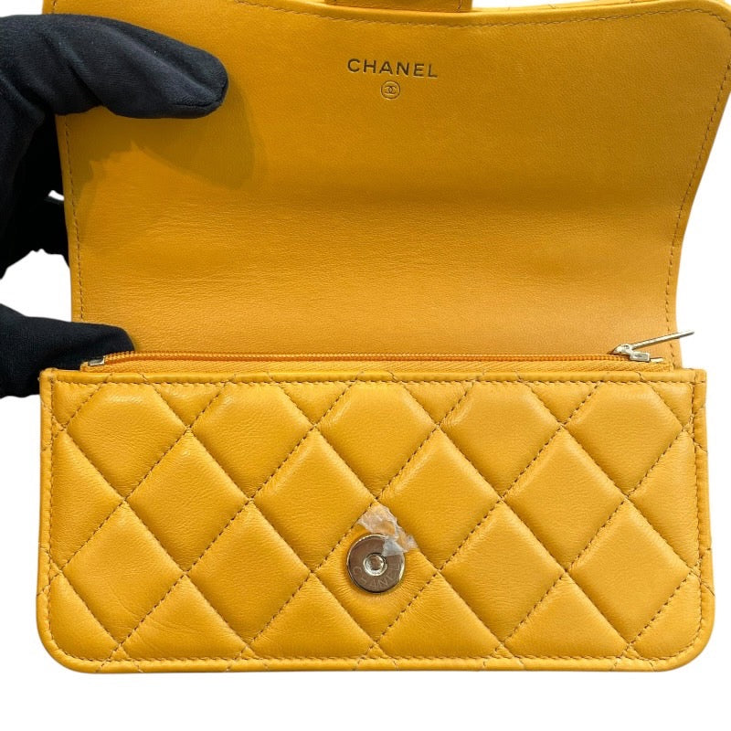 シャネル CHANEL マトラッセフラップ フォンショルダー AP3226 ランダムシリアル イエロー×ゴールド金具 ラムスキン レディース ショルダーバッグ