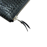 エルメス HERMES アザップロング □K刻 ブラック×シルバー金具 アリゲーター ユニセックス 長財布