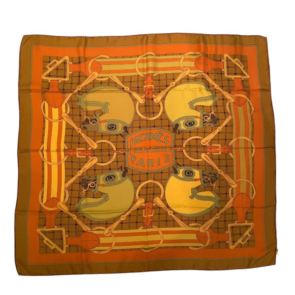 エルメス HERMES カレ90　SURTEINT MIEL ブラウン シルク100％ ユニセックス スカーフ