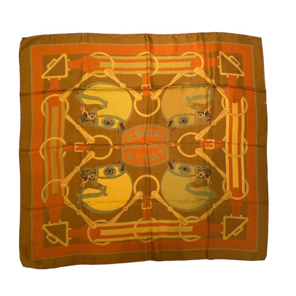エルメス HERMES カレ90　SURTEINT MIEL ブラウン シルク100％ ユニセックス スカーフ