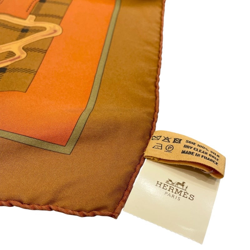 エルメス HERMES カレ90　SURTEINT MIEL ブラウン シルク100％ ユニセックス スカーフ