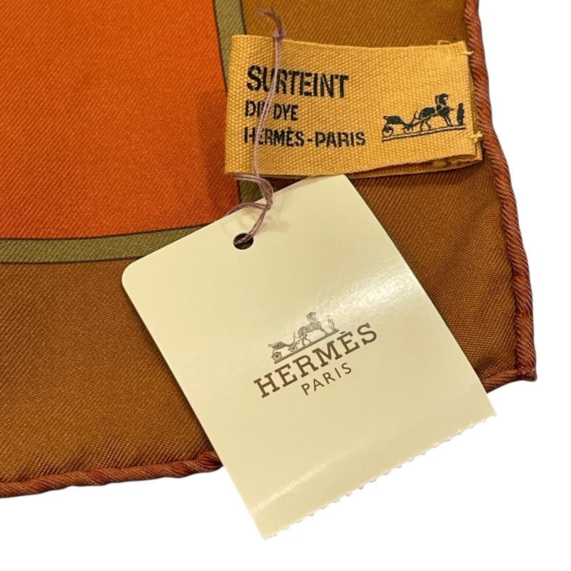 エルメス HERMES カレ90　SURTEINT MIEL ブラウン シルク100％ ユニセックス スカーフ