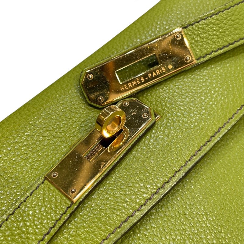 エルメス HERMES ケリー28内縫い □F刻印 アニスグリーン×ゴールド金具 トゴ レディース ハンドバッグ