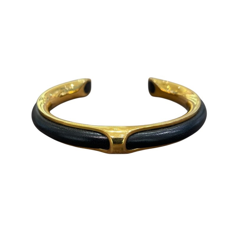 エルメス HERMES バングル ブラック/GD金具 メタル/レザー アクセサリー