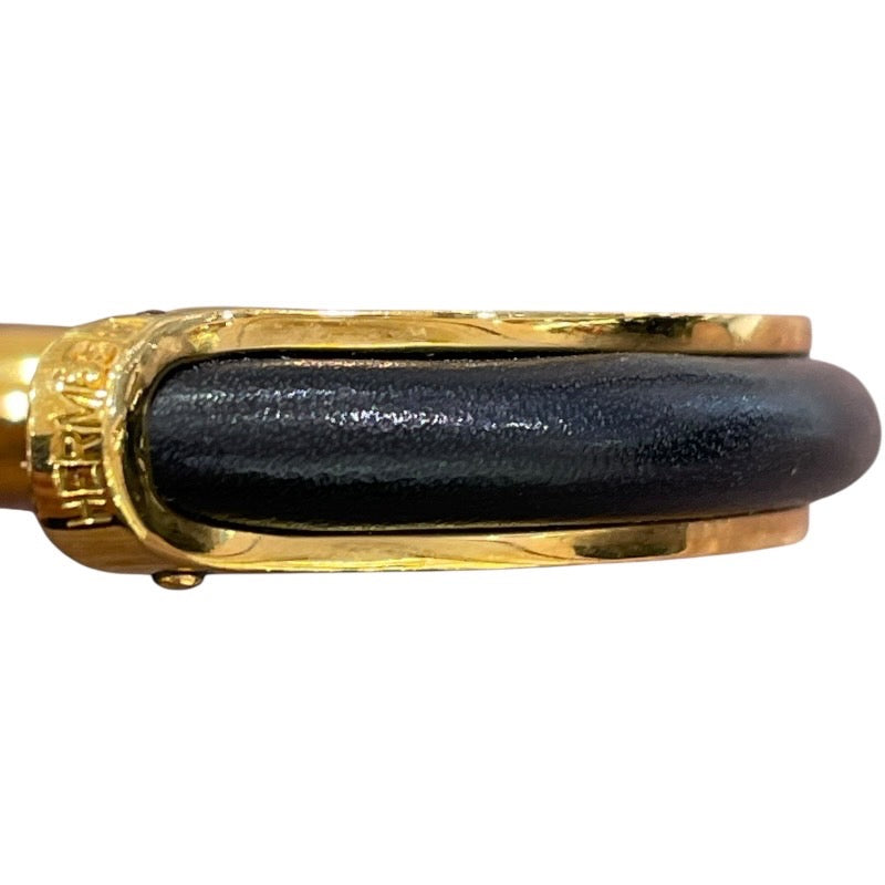 エルメス HERMES バングル ブラック/GD金具 メタル/レザー アクセサリー