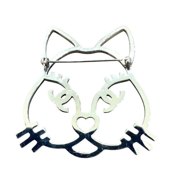 シャネル CHANEL キャットブローチ シルバー メタル アクセサリー