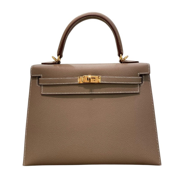 エルメス HERMES バーキン25 外縫い Ｋ刻印 エトゥープ×ゴールド金具 エプソン レディース ハンドバッグ