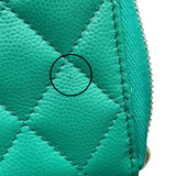 シャネル CHANEL マトラッセラウンドジップ グリーン キャビアスキン レディース 二つ折り財布