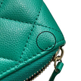 シャネル CHANEL マトラッセラウンドジップ グリーン キャビアスキン レディース 二つ折り財布