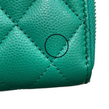 シャネル CHANEL マトラッセラウンドジップ グリーン キャビアスキン レディース 二つ折り財布