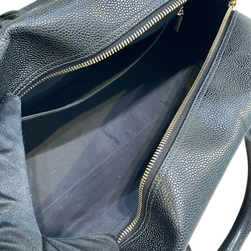シャネル CHANEL ココマークミニボストン A20997 8番台 ブラック×ゴールド金具 キャビアスキン レディース トートバッグ