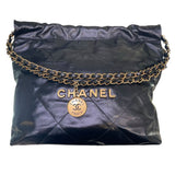シャネル CHANEL CHANEL22スモールバッグ AS3260 ブラック　ゴールド金具 シャイニーカーフスキン レディース ハンドバッグ