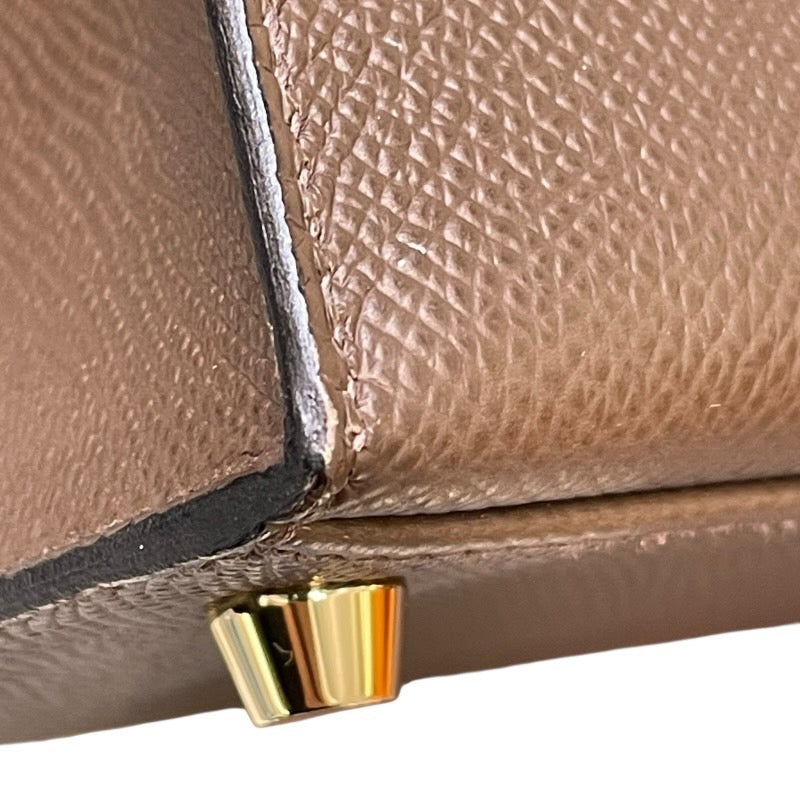 エルメス HERMES ケリー２５ 外縫い トリコロール B刻 エタン エトゥープ ブラック GD金具 エプソン レディース ハンドバッグ