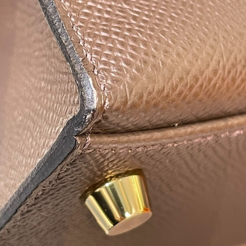 エルメス HERMES ケリー２５ 外縫い トリコロール B刻 エタン エトゥープ ブラック GD金具 エプソン レディース ハンドバッグ