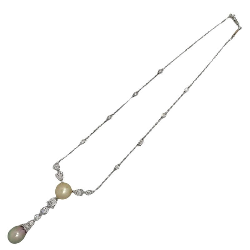 カルティエ Cartier 2Pパール ダイヤネックレス 750WG/パール/ダイヤモンド ジュエリー