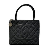 シャネル CHANEL 復刻トート A01804 6番台 ブラック×シルバー金具 キャビアスキン レディース トートバッグ