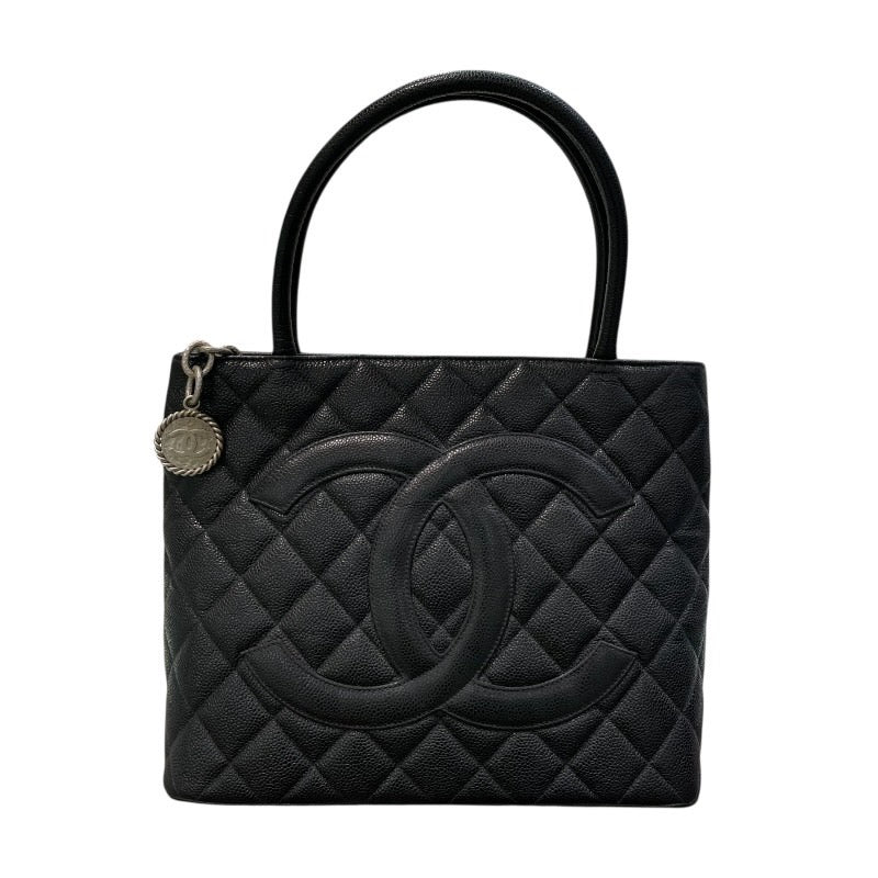シャネル CHANEL 復刻トート A01804 6番台 ブラック×シルバー金具 キャビアスキン レディース トートバッグ