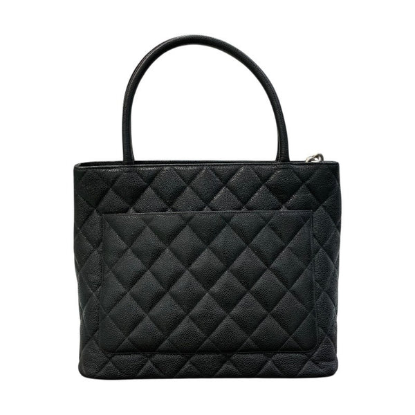 シャネル CHANEL 復刻トート A01804 6番台 ブラック×シルバー金具 キャビアスキン レディース トートバッグ