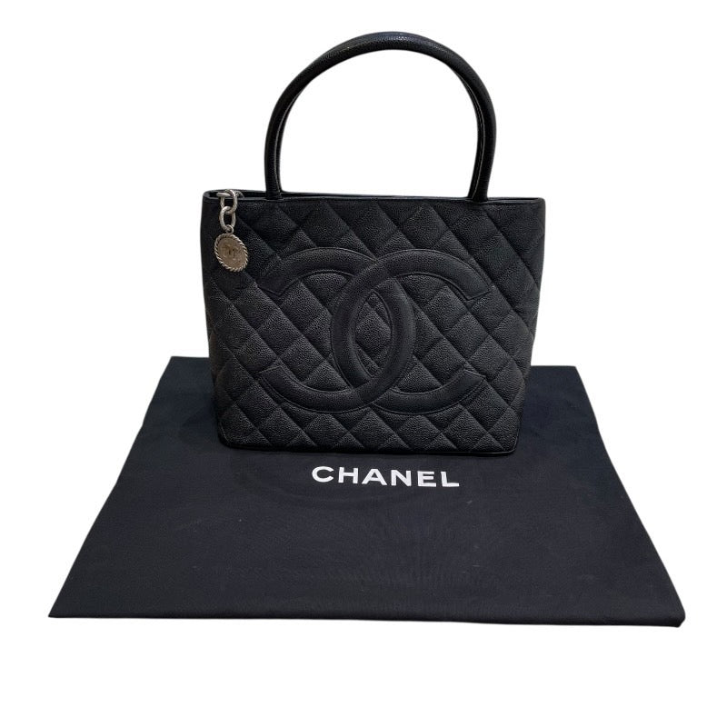シャネル CHANEL 復刻トート A01804 6番台 ブラック×シルバー金具 キャビアスキン レディース トートバッグ