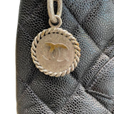 シャネル CHANEL 復刻トート A01804 6番台 ブラック×シルバー金具 キャビアスキン レディース トートバッグ