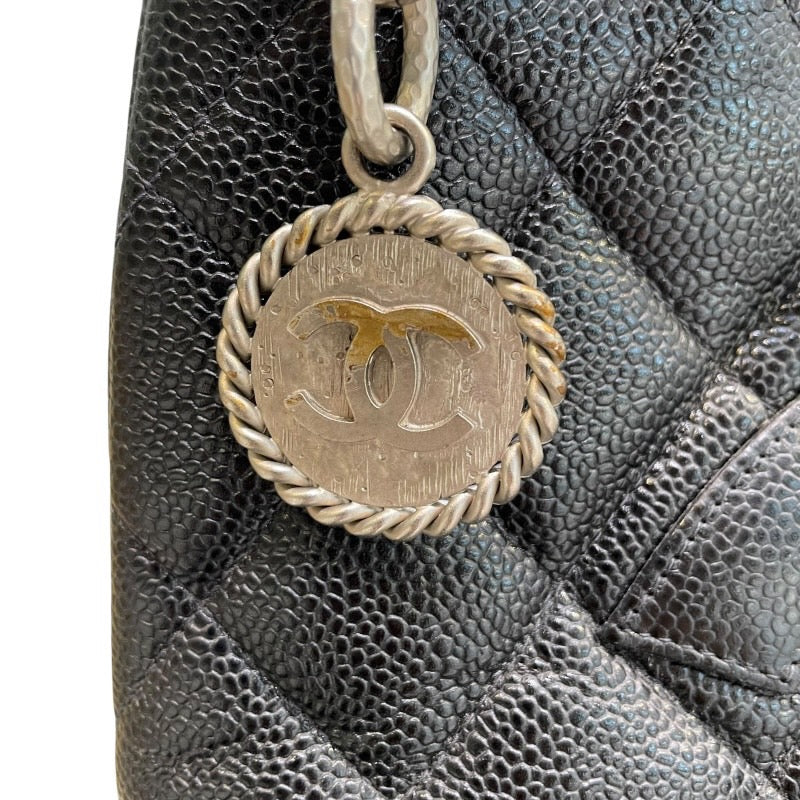シャネル CHANEL 復刻トート A01804 6番台 ブラック×シルバー金具 キャビアスキン レディース トートバッグ
