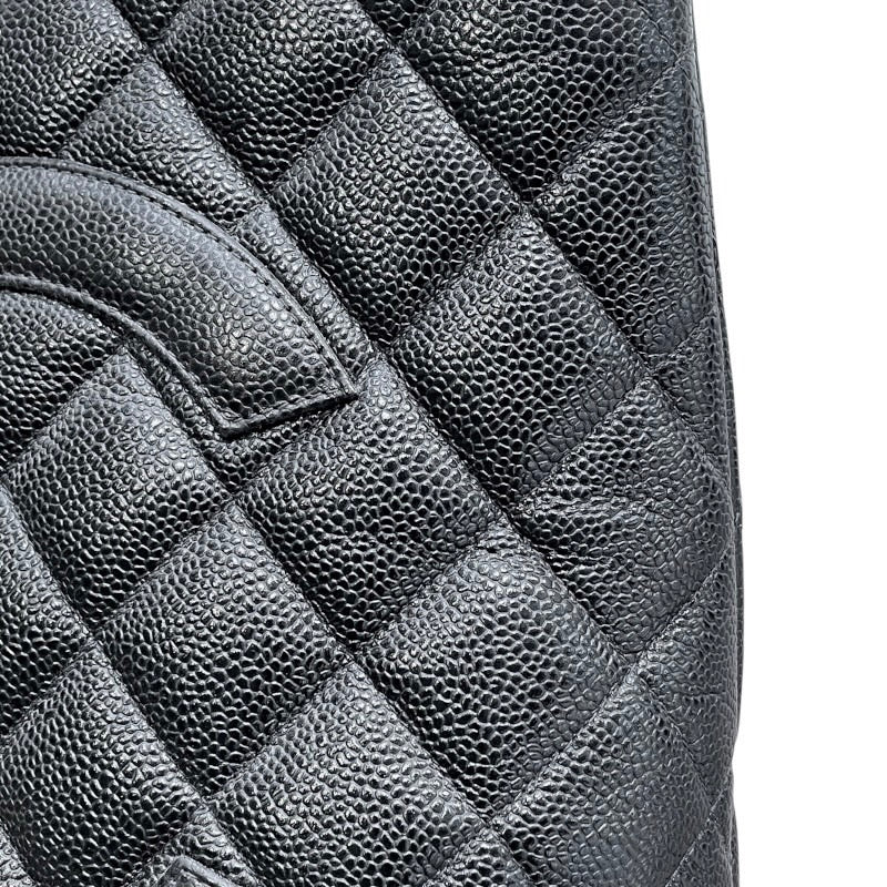 シャネル CHANEL 復刻トート A01804 6番台 ブラック×シルバー金具 キャビアスキン レディース トートバッグ