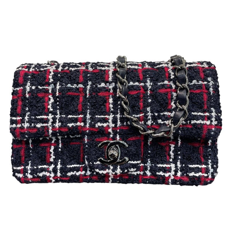 シャネル CHANEL ミニマトラッセ20 A69900 29番台 ネイビー×レッド×ホワイト シルバー金具 ツイード レディース ショルダーバッグ