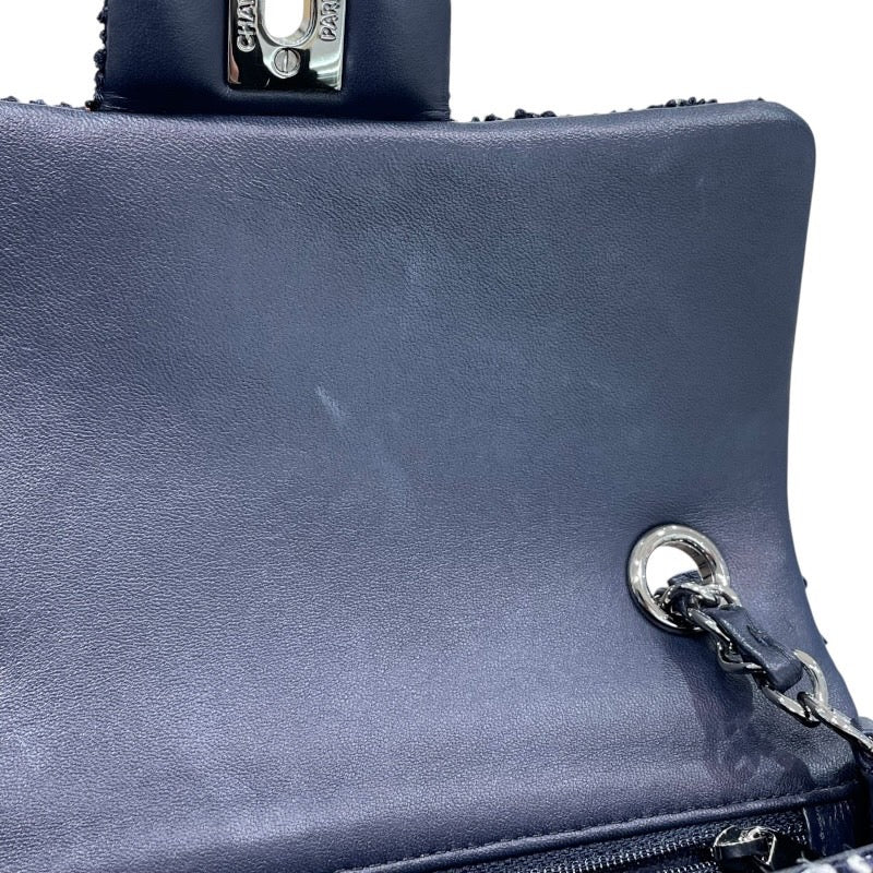 シャネル CHANEL ミニマトラッセ20 A69900 29番台 ネイビー×レッド×ホワイト シルバー金具 ツイード レディース ショルダーバッグ