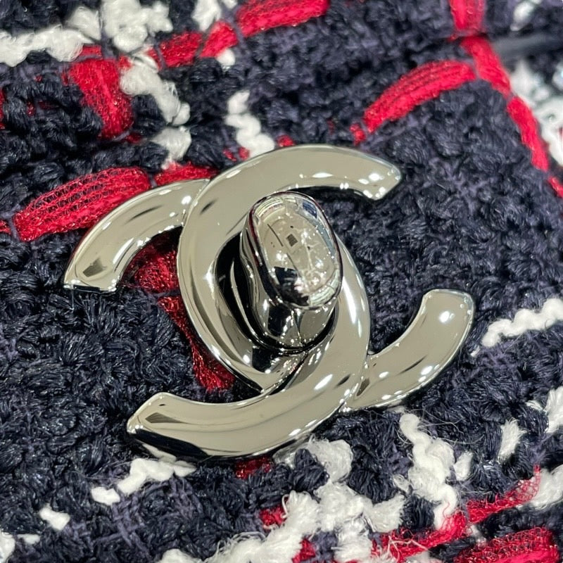 シャネル CHANEL ミニマトラッセ20 A69900 29番台 ネイビー×レッド×ホワイト シルバー金具 ツイード レディース ショルダーバッグ