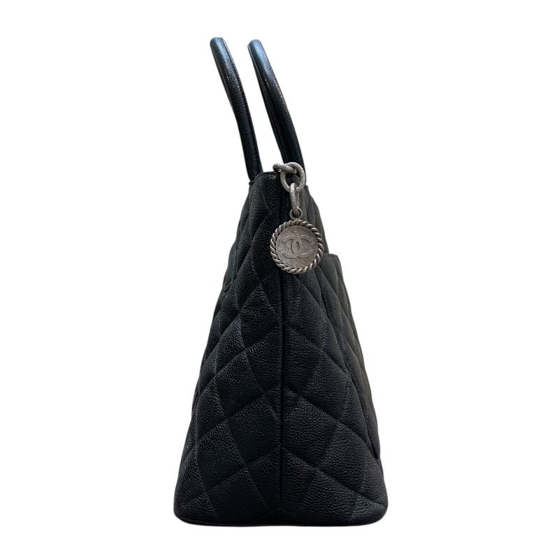 シャネル CHANEL 復刻トート A01804 6番台 ブラック×シルバー金具 キャビアスキン レディース トートバッグ